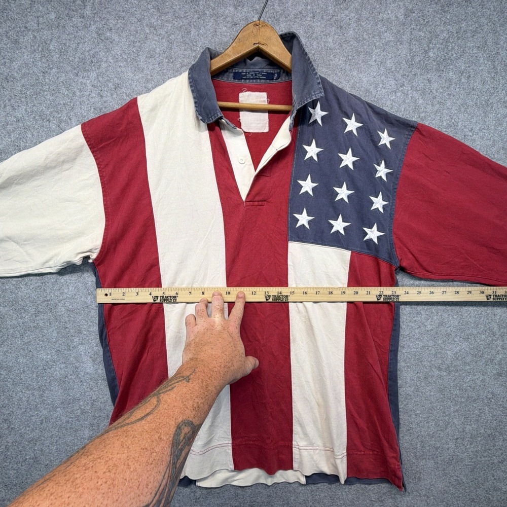 Vintage Tommy Hilfiger Rugby Polo Shirt USA American Flag Size XL 90s - Picture 5 of 7